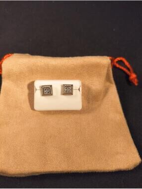 Square .935 Sterling Silver Moissenite Earrings